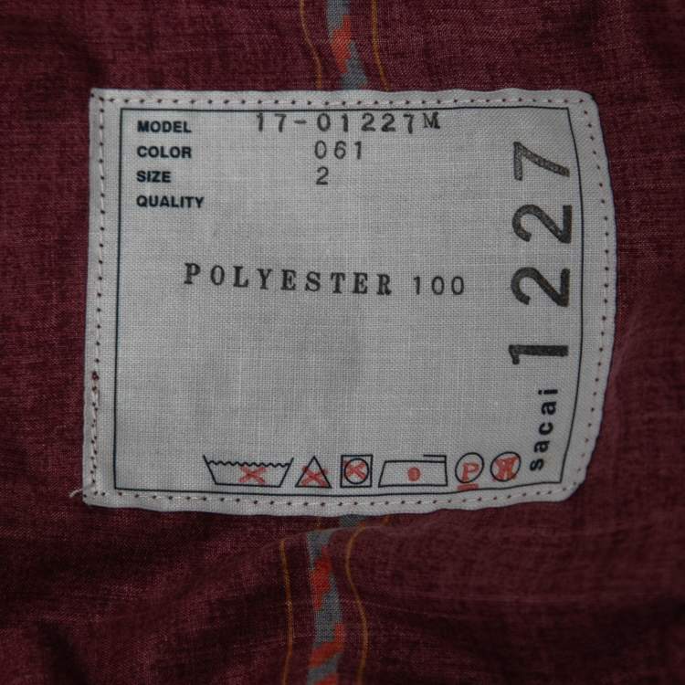 Pre Owned Sacai Brown Printed Polyester Button Front Full Sleeve Shirt L