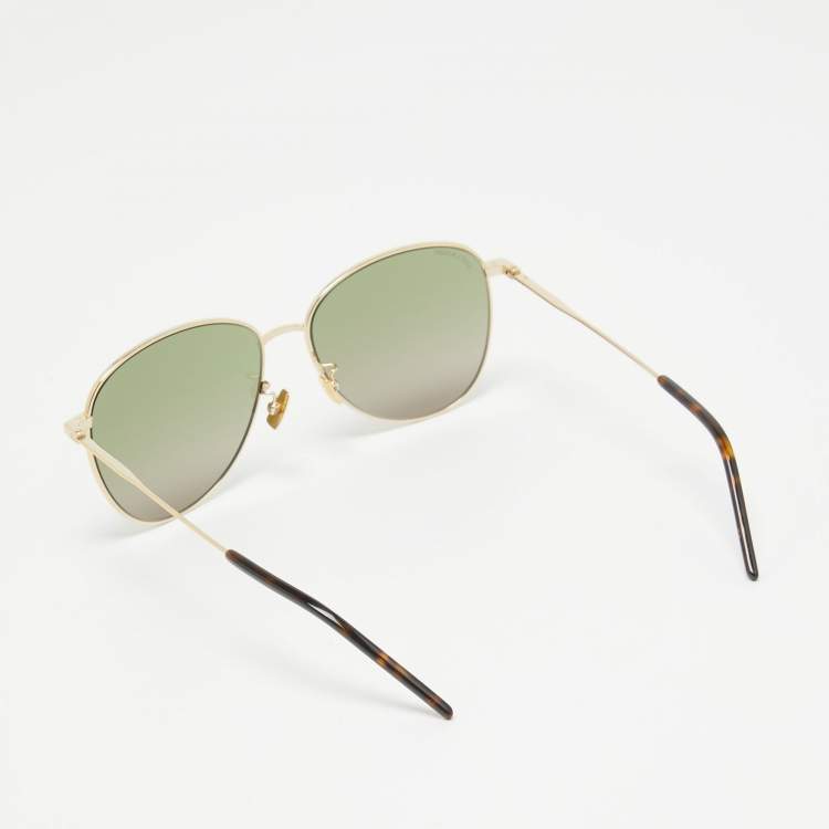 Pre Owned Saint Laurent Black/Gold SL328/K Aviator Sunglasses
