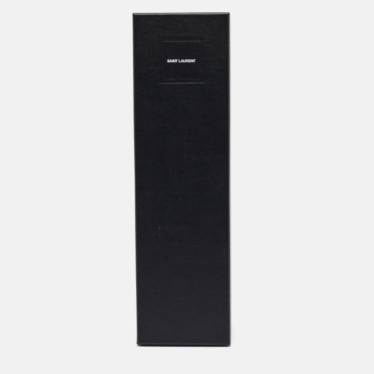 Pre Owned Saint Laurent Black Microstuds Leather Skinny Tie