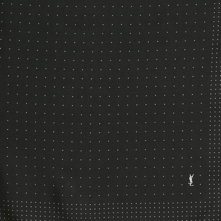 Pre Owned Saint Laurent Paris Black Dots Print Pocket Square 