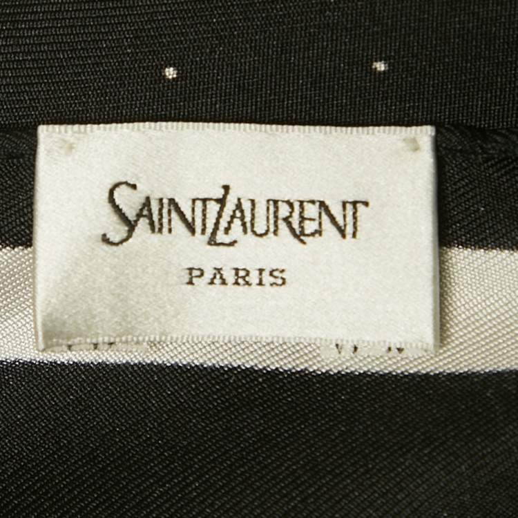 Pre Owned Saint Laurent Paris Black Dots Print Pocket Square 