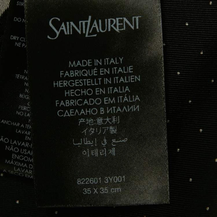 Pre Owned Saint Laurent Paris Black Dots Print Pocket Square 