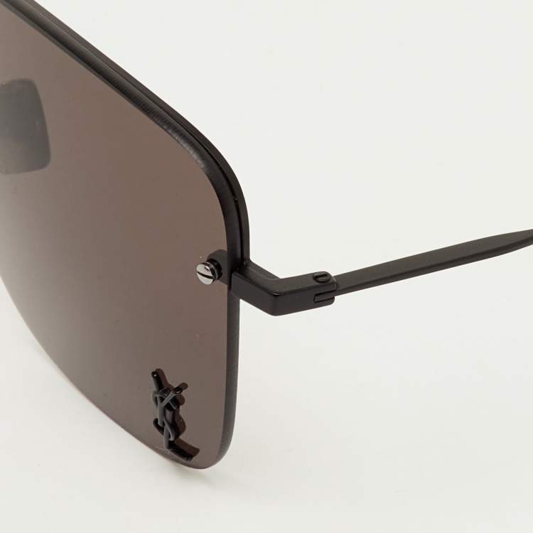 Pre Owned Saint Laurent Black SL 312M Cassandre Square Sunglasses