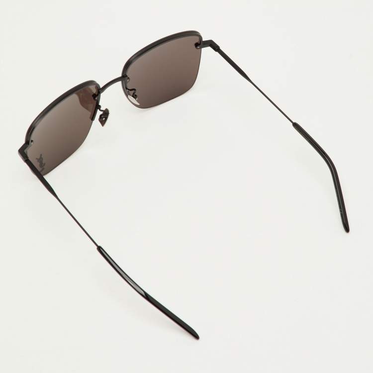 Pre Owned Saint Laurent Black SL 312M Cassandre Square Sunglasses