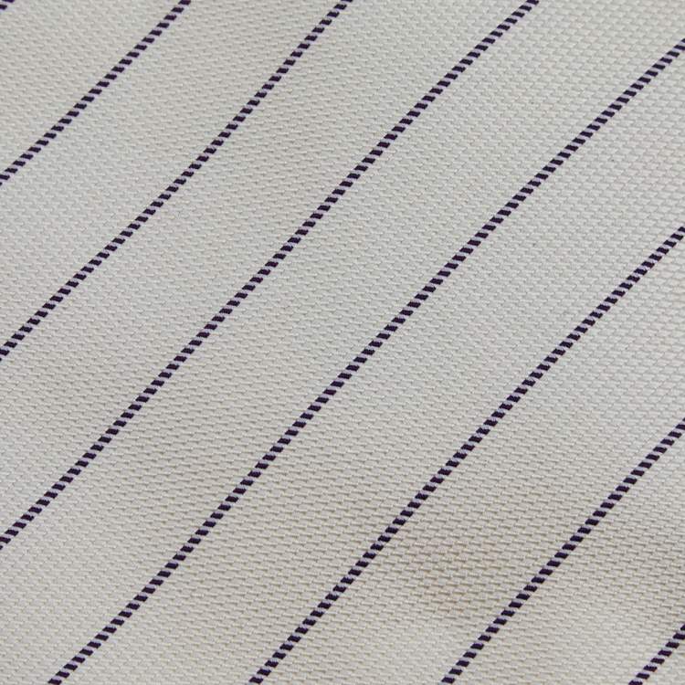 Pre Owned Yves Saint Laurent Rive Gauche Cream Striped Silk Tie