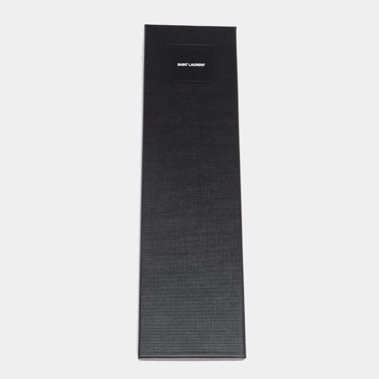 Pre Owned Saint Laurent Paris Dark Navy Lurex Silk Skinny Tie 