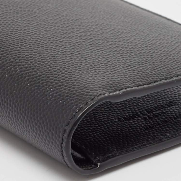 Pre Owned Saint Laurent Black Leather Bifold Card Case