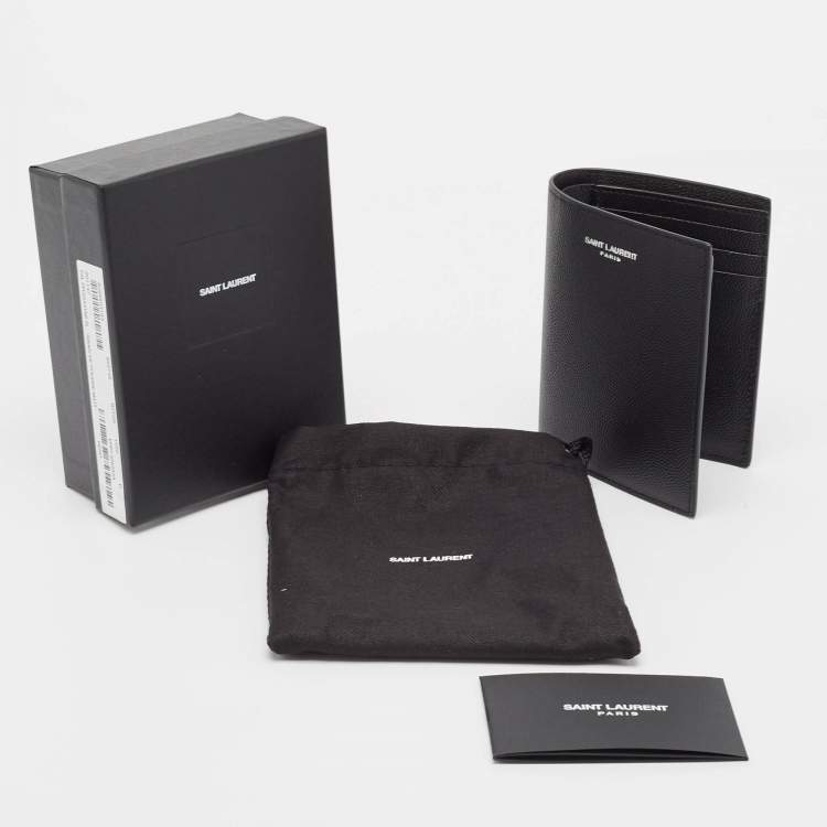 Pre Owned Saint Laurent Black Leather Bifold Card Case