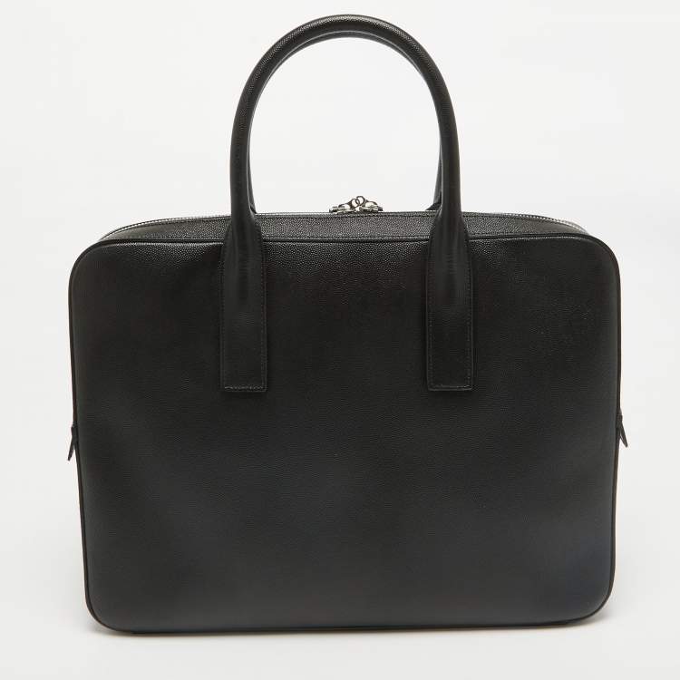 Pre Owned Saint Laurent Black Leather Small Museum Flat Briefcase