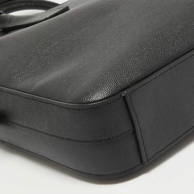 Pre Owned Saint Laurent Black Leather Small Museum Flat Briefcase