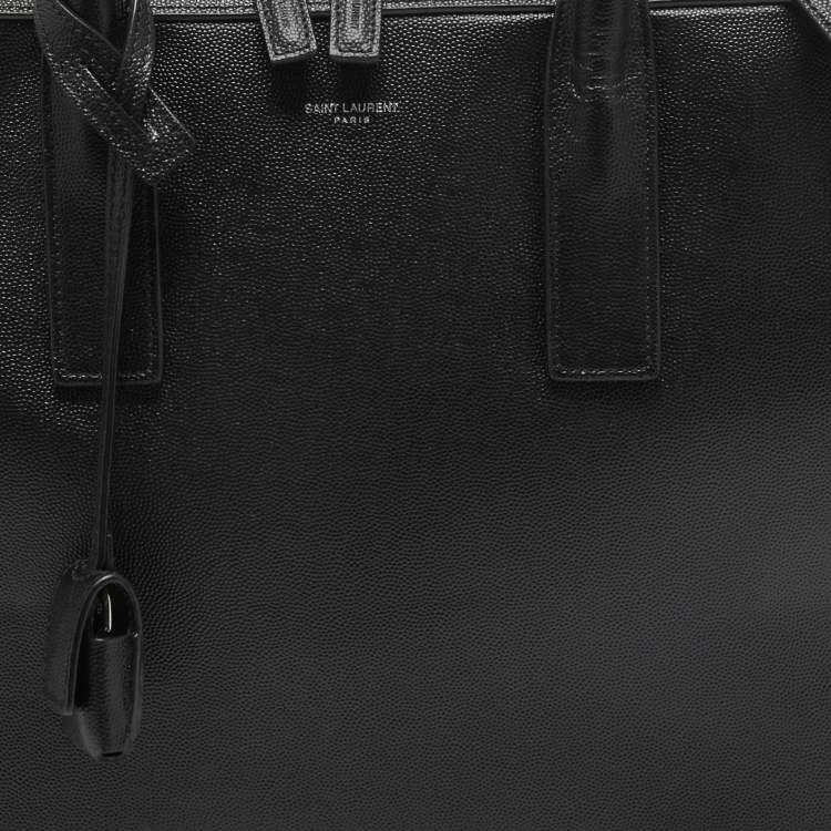 Pre Owned Saint Laurent Black Leather Small Museum Flat Briefcase