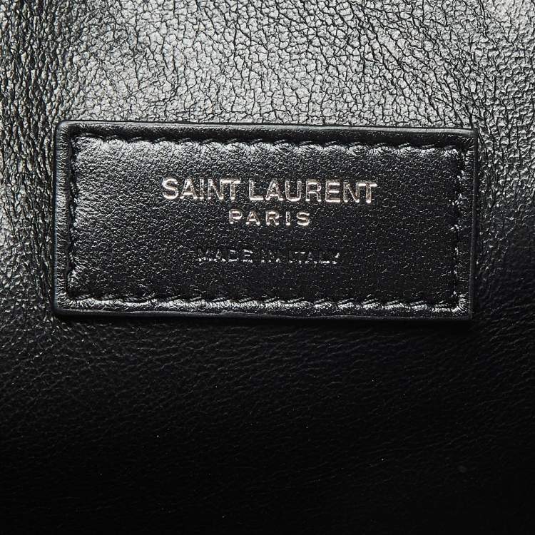 Pre Owned Saint Laurent Cream/Black Nubuck and Leather Rive Gauche Sling Bag