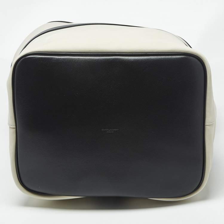 Pre Owned Saint Laurent Cream/Black Nubuck and Leather Rive Gauche Sling Bag