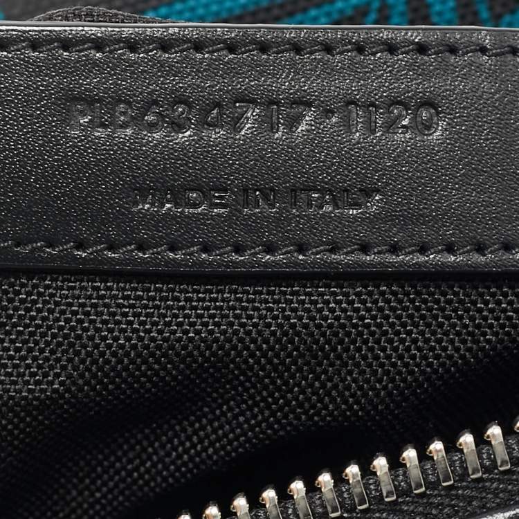 Pre Owned Saint Laurent Teal Green/Black Printed Canvas City Belt Bag