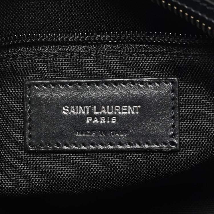 Pre Owned Saint Laurent Teal Green/Black Printed Canvas City Belt Bag