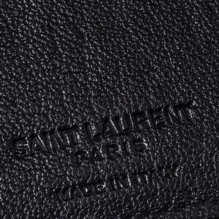 Pre Owned Saint Laurent Black Leather Palm Tree Wallet