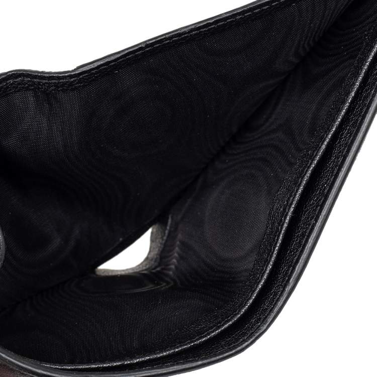 Pre Owned Saint Laurent Black Leather Palm Tree Wallet