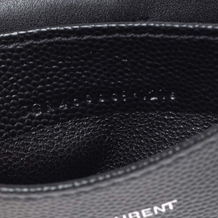Pre Owned Saint Laurent Black Textured Leather Business Card Holder