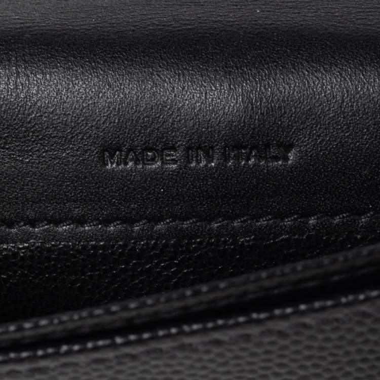 Pre Owned Saint Laurent Black Textured Leather Business Card Holder