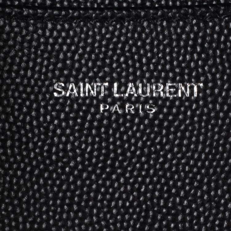 Pre Owned Saint Laurent Black Textured Leather Business Card Holder