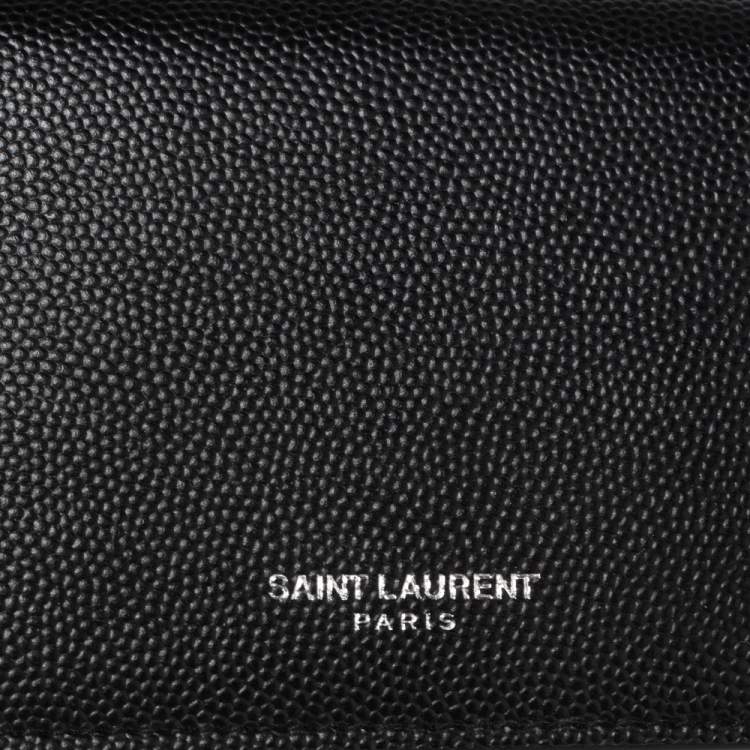 Pre Owned Saint Laurent Black Textured Leather Business Card Holder