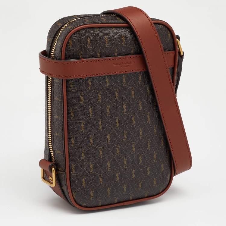 Pre Owned Saint Laurent Monogram Coated Canvas and Leather Le Monogramme Crossbody Bag