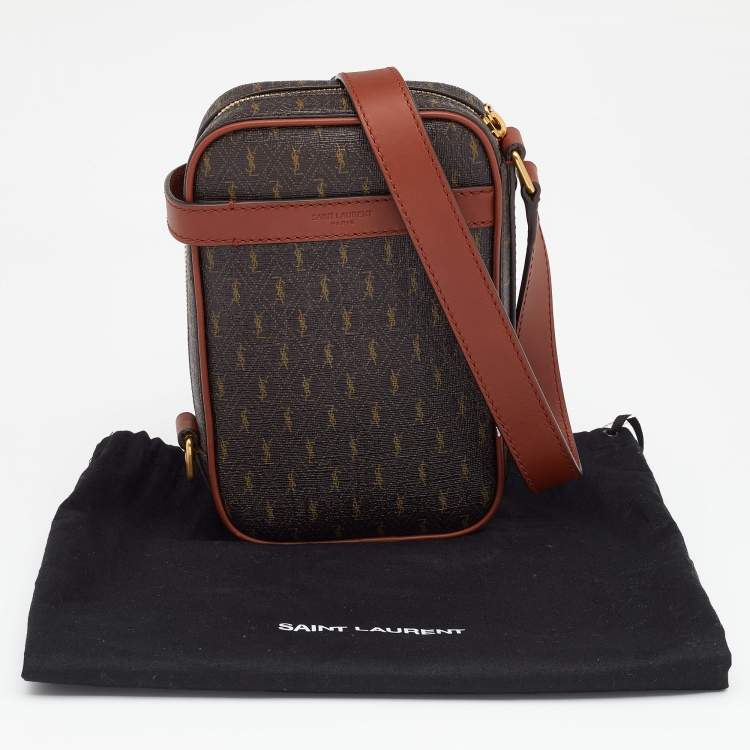 Pre Owned Saint Laurent Monogram Coated Canvas and Leather Le Monogramme Crossbody Bag