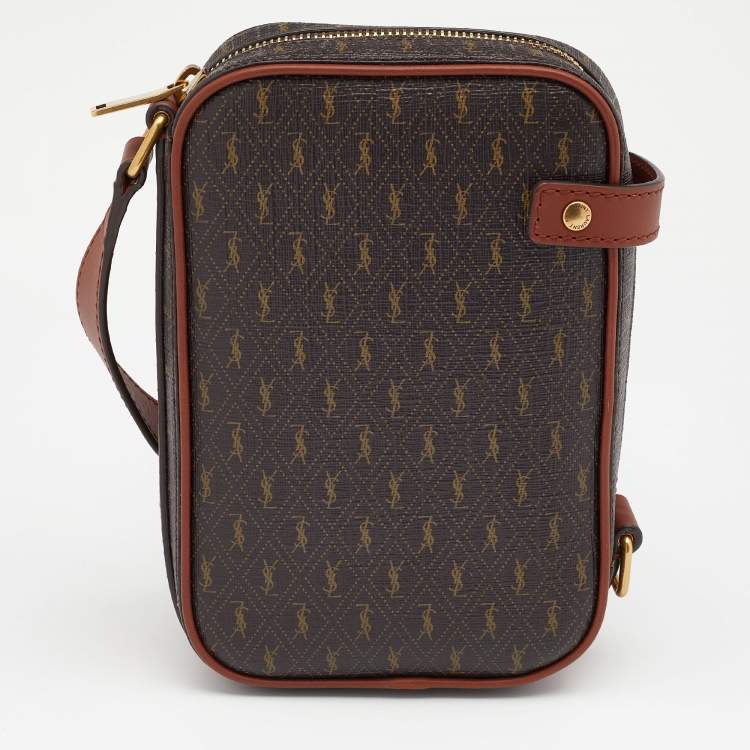 Pre Owned Saint Laurent Monogram Coated Canvas and Leather Le Monogramme Crossbody Bag