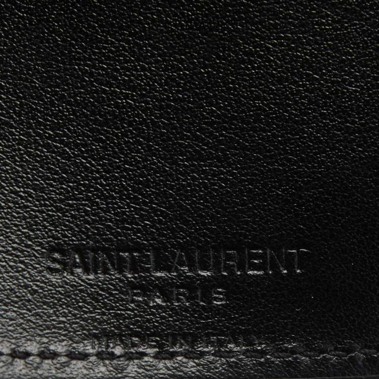 Pre Owned Saint Laurent Black Leather Star Printed Bifold Wallet