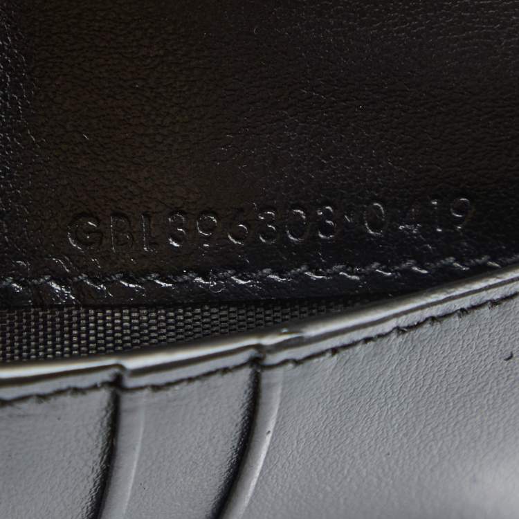 Pre Owned Saint Laurent Black Leather Star Printed Bifold Wallet