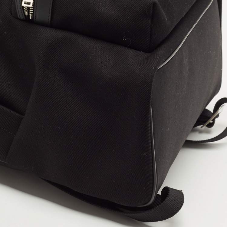 Pre Owned Saint Laurent Black Canvas Logo Embroidered City Backpack
