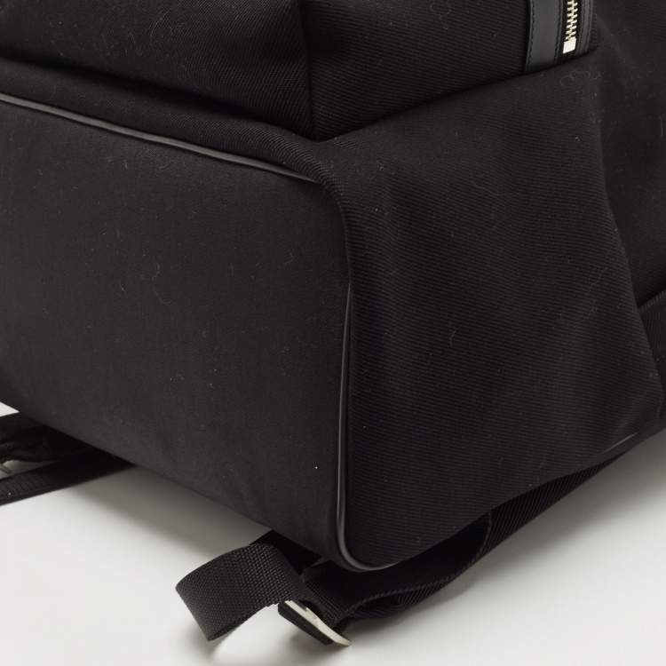 Pre Owned Saint Laurent Black Canvas Logo Embroidered City Backpack