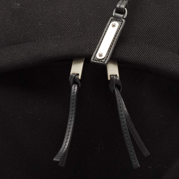 Pre Owned Saint Laurent Black Canvas Logo Embroidered City Backpack