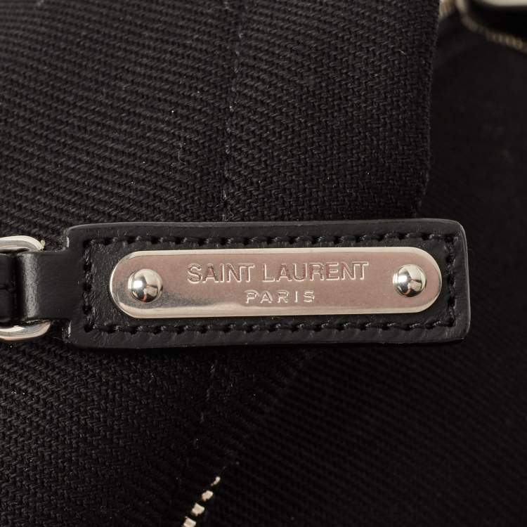 Pre Owned Saint Laurent Black Canvas Logo Embroidered City Backpack