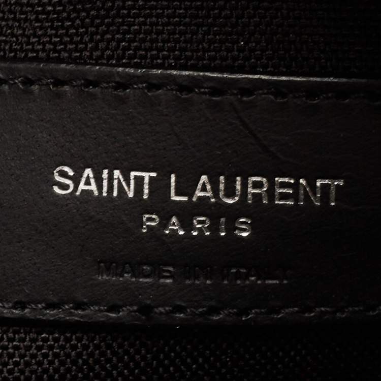 Pre Owned Saint Laurent Black Canvas Logo Embroidered City Backpack