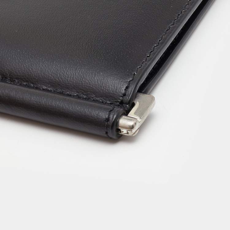 Pre Owned Saint Laurent Black Leather Bifold  Money Clip Wallet