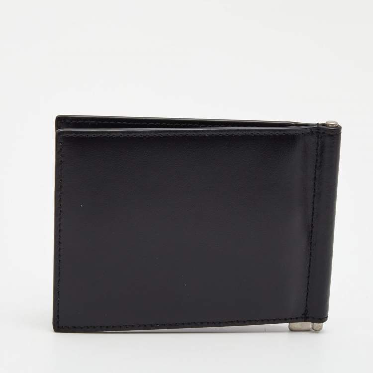 Pre Owned Saint Laurent Black Leather Bifold  Money Clip Wallet
