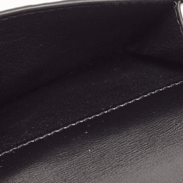 Pre Owned Saint Laurent Black Croc Embossed Leather Trifold Card Case