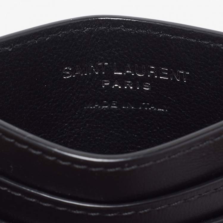 Pre Owned Saint Laurent Black Leather Monogram Card Holder