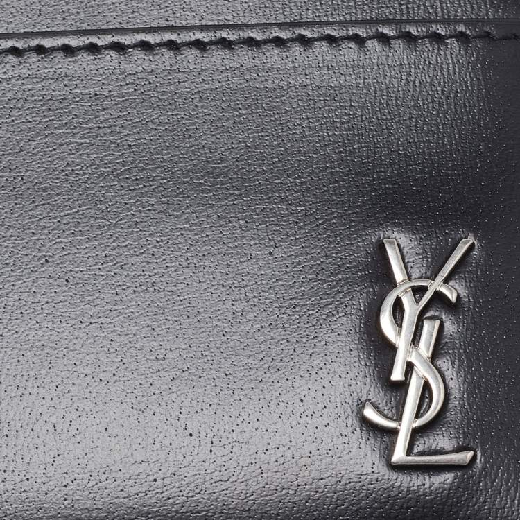 Pre Owned Saint Laurent Black Leather Monogram Card Holder