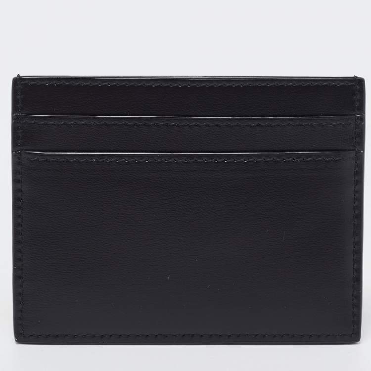 Pre Owned Saint Laurent Black Leather Monogram Card Holder