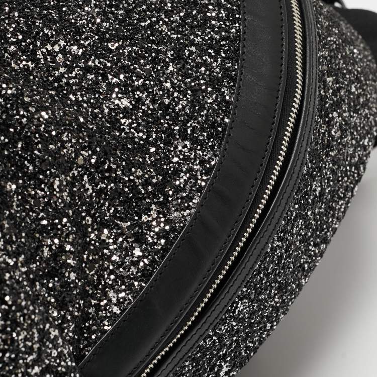Pre Owned Saint Laurent Black/Silver Glitter City Backpack