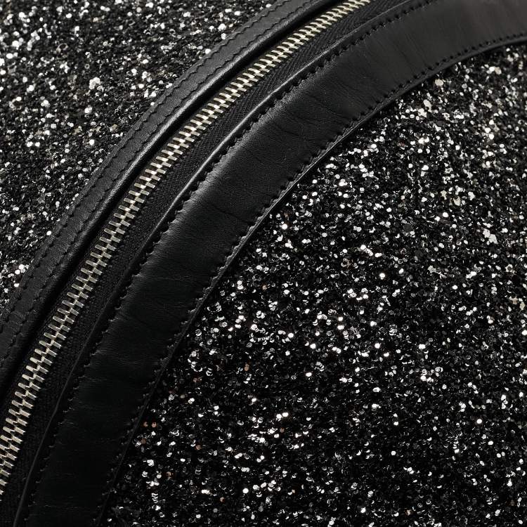 Pre Owned Saint Laurent Black/Silver Glitter City Backpack