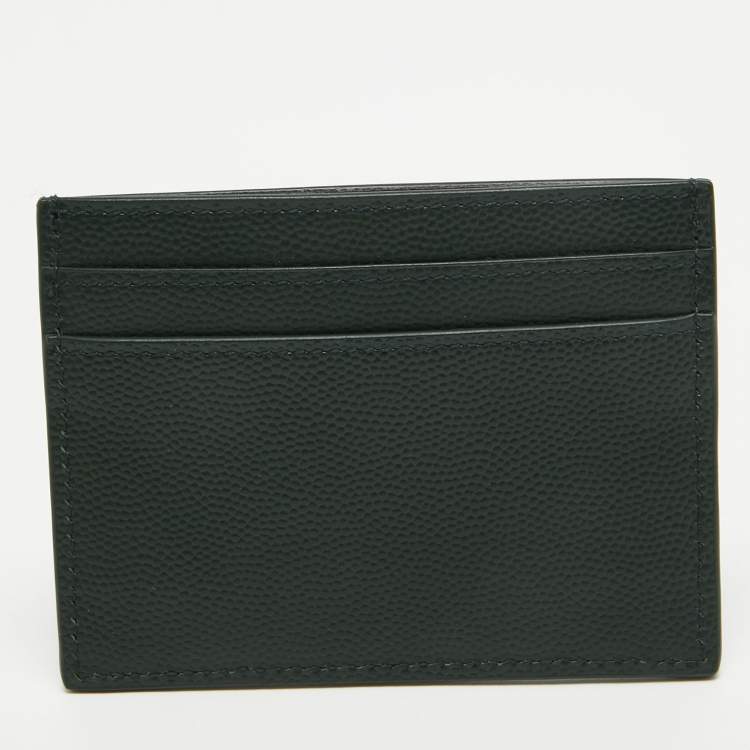 Pre Owned Saint Laurent Dark Green Leather Logo Card Holder