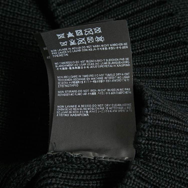 Pre Owned Saint Laurent Paris Black Studded Leather Trim Rib Knit Sweater XXL