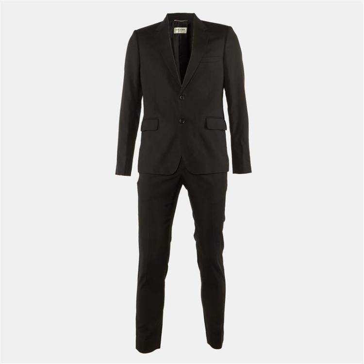 Pre Owned Saint Laurent Paris Black Wool Tailored Suit M/L