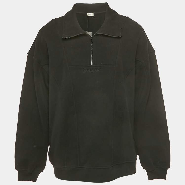 Pre Owned Saint Laurent Paris Black Fleece Cotton Zip-Up Jacket L