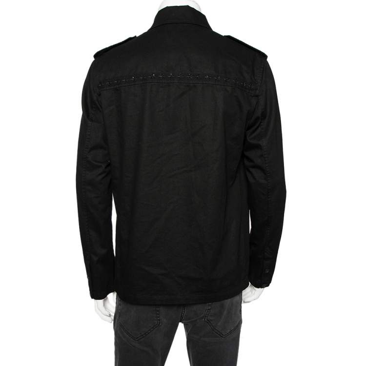 Pre Owned Saint Laurent Black Cotton Embellished Military Jacket M
