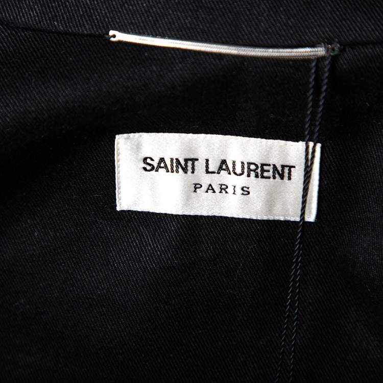 Pre Owned Saint Laurent Black Cotton Embellished Military Jacket M