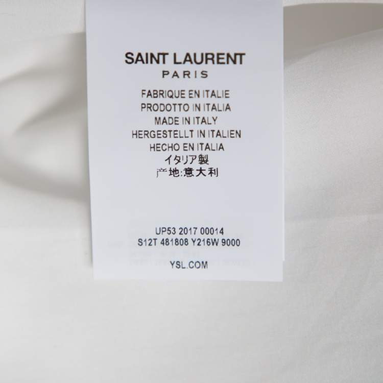 Pre Owned Saint Laurent White Cotton Button Front Long Sleeve Shirt S